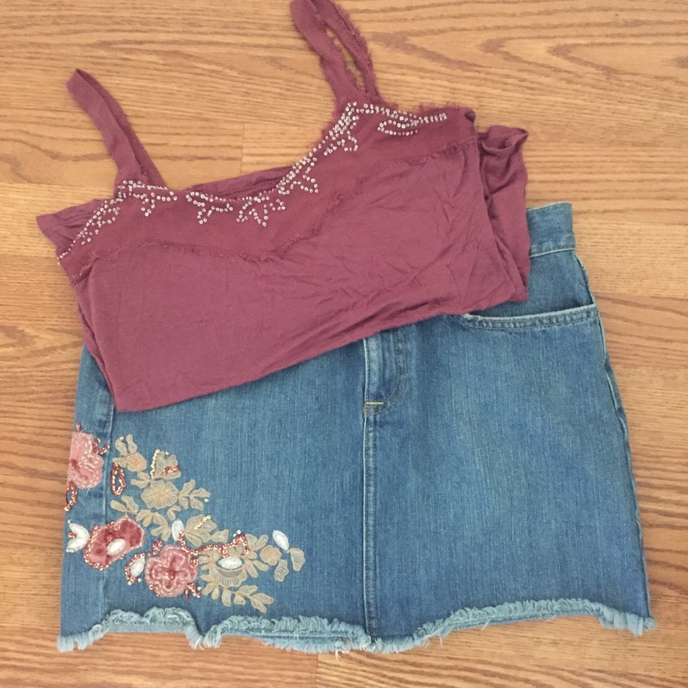 Patterned jean skirt